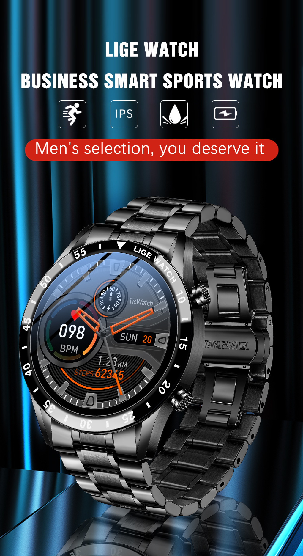 Lige Men's Waterproof Smartwatch 46mm - Image 2