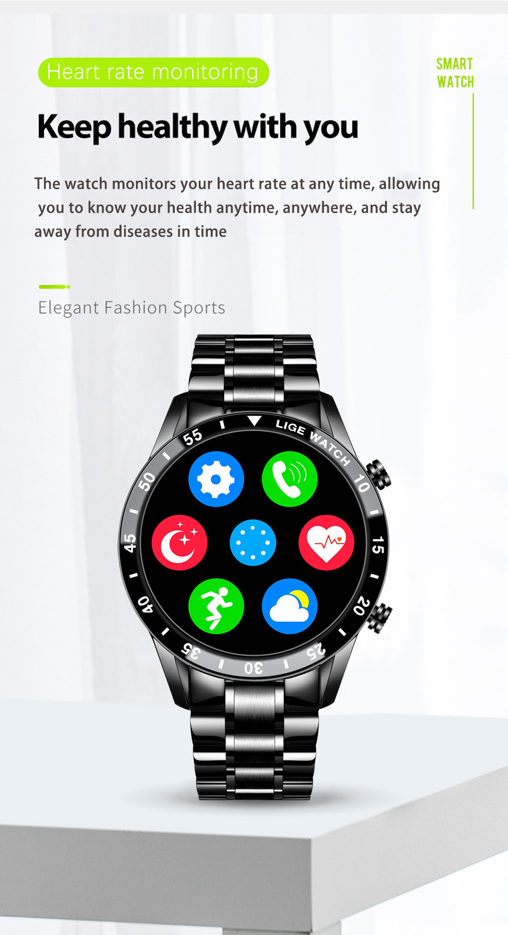 Lige Men's Waterproof Smartwatch 46mm - Image 9