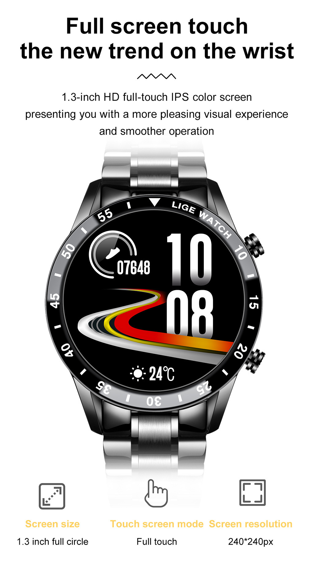 Lige Men's Waterproof Smartwatch 46mm - Image 6